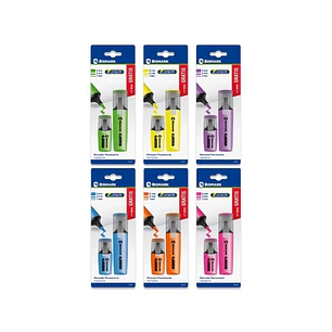 Bismark Long-Life Pack de 1 Mini Marcador + 1 Marcador Fluorescente - Tinta de Secado Rapido - Punta Biselada - Ideal para Subrayar y Resaltar - Diseñ