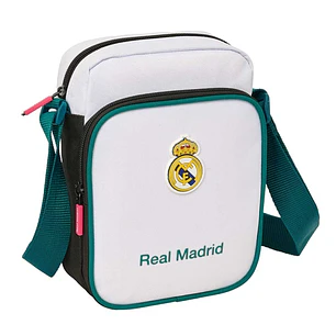 Safta Real Madrid Equipacion 26/27 Bolsito con Bandolera Ajustable - Cierre con Cremallera - Compartimento Trasero con Velcro - Bolsillo Frontal - 16x
