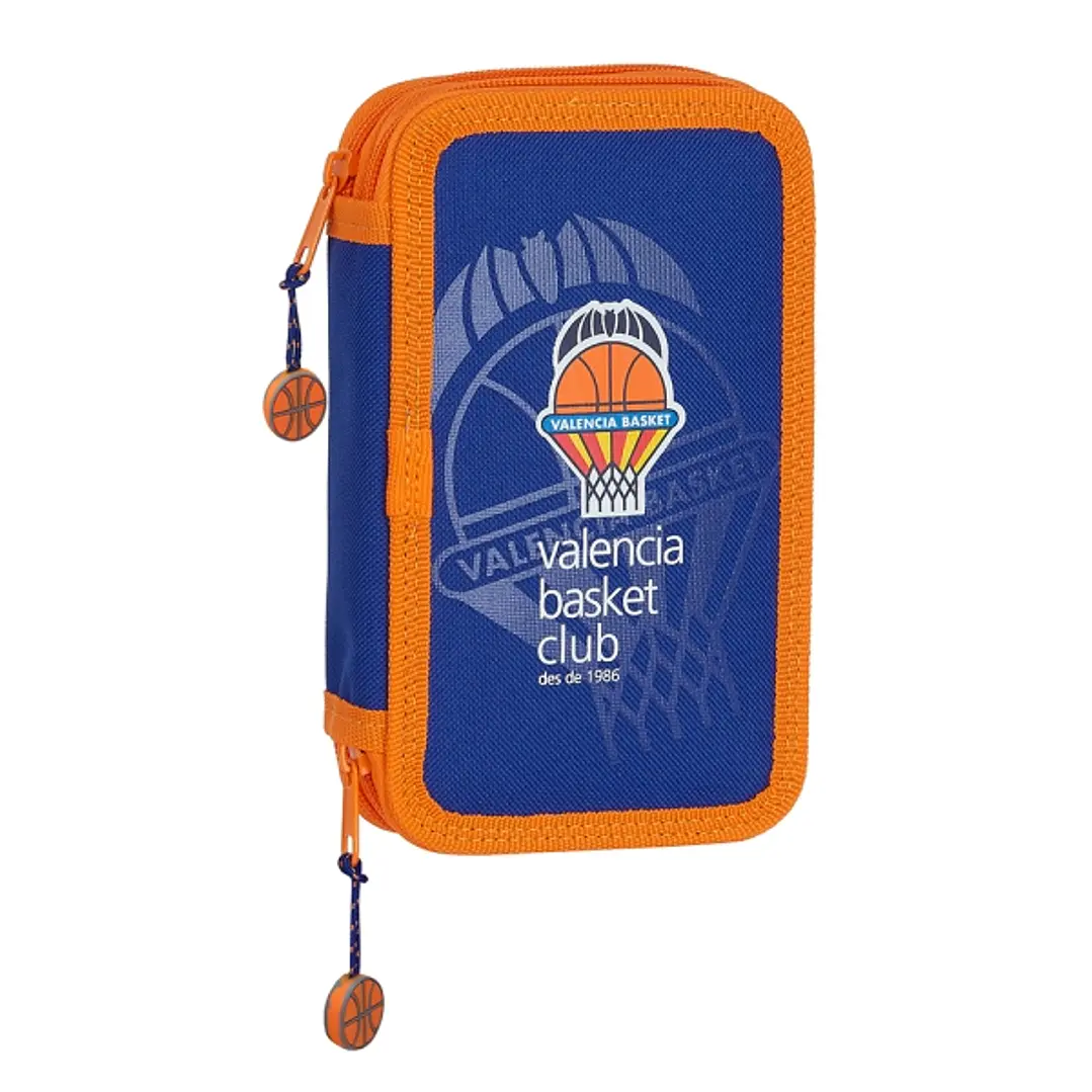 Safta Valencia Basket Plumier de 2 Pisos - 28 Piezas - 1L - Goma - Lapiz - Boligrafo - Sacapuntas - 10 Colores - 14 Rotuladores - 125x40x195mm - Color 1