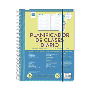 Finocam Organizacion Planificador de Clases sin Fechar para Docentes - 1 Dia por Pagina - 230x310mm - Tapas de Polipropileno - Papel de 80g/m2 - Espir