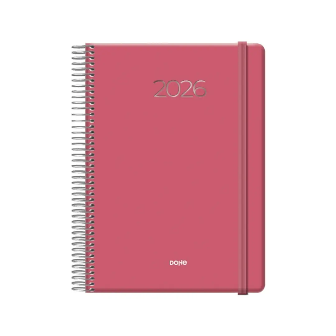 Dohe Denver Agenda Anual - Dia Pagina - Sabado y Domingo misma Pagina - Cierre con Goma Elastica - Tamaño 15x21cm - Color Rosa 1