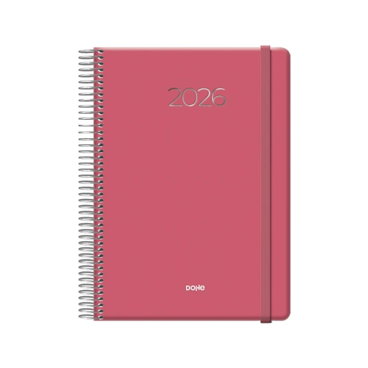 Dohe Denver Agenda Anual - Dia Pagina - Sabado y Domingo misma Pagina - Cierre con Goma Elastica - Tamaño 15x21cm - Color Rosa 1
