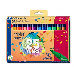 Staedtler Triplus Color 323 Pack de 25 Rotuladores de Punta Fina - Trazo 1mm Aprox - Tinta Base de Agua - Colores Surtidos