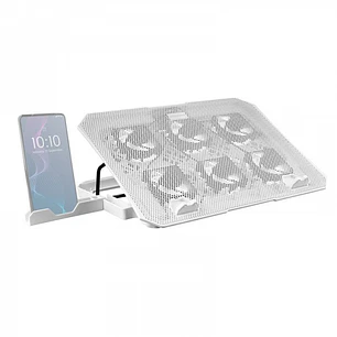 Mars Gaming MNBC23 Base de Refrigeracion - 6 Ventiladores LED Azul - Stand Ajustable - Estructura Robusta - Soporte Smartphone - 2 Puertos USB 2.0 - C