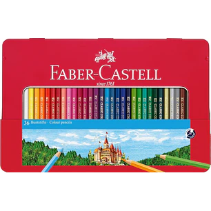 Faber-Castell Classic Colour Caja Metalica con 36 Lapices de Colores Hexagonales - Resistencia a la Rotura - Colores Surtidos