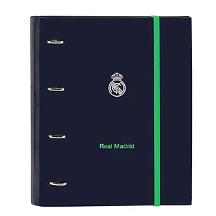 Safta Real Madrid 2ª Equipacion 25/26 Carpeta con 4 Anillas 35mm - Tapas Duras Forradas - Recambio 100 Hojas - Cuadriculas 5x5mm - 80g/m2 - Separadore