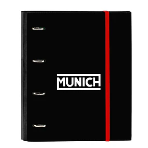Safta Munich Vulcan Carpeta con 4 Anillas 35mm - Tapas Duras Forradas - Recambio 100 Hojas - Cuadriculas 5x5mm - Cierre Elastico - Incluye Separadores