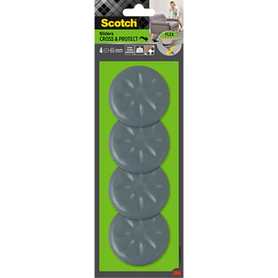 Scotch Move and Protect Flex Pack de 4 Patines Deslizantes Adhesivos - Diametro de 65mm - Soporta hasta 500kg - Color Gris
