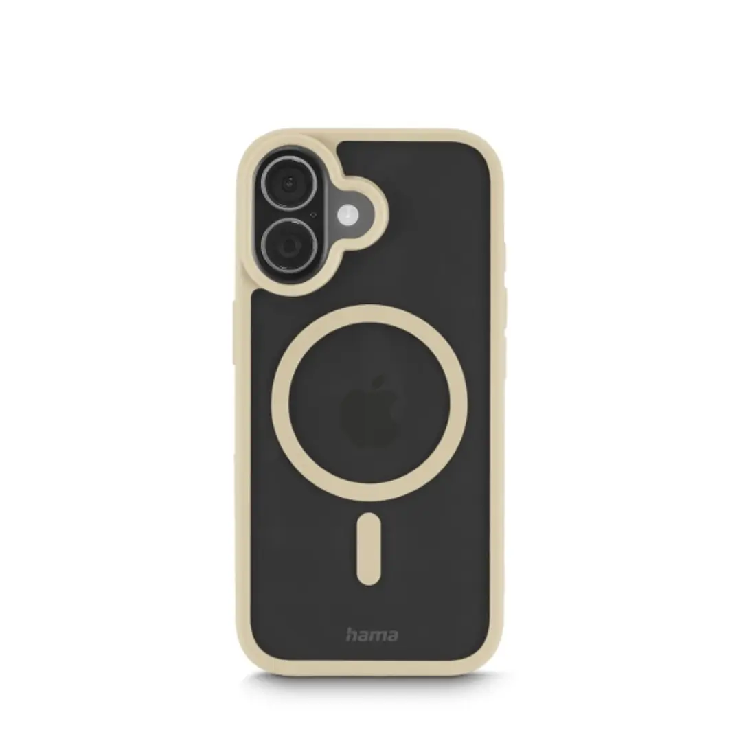 Hama Frame Protect Funda para iPhone 17 - Antideslizante - Magnetico - Policarbonato y Poliuretano Termoplastico - Bordes Elevados - Color Beige 1
