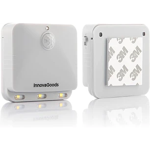 Innovagoods Lumtoo Pack de 2 Luces LED con Sensor de Movimiento - Adhesivo de Calidad - Alcance 5m - Apagado Automatico - 2.6x6.3x6.7cm - Color Blanco