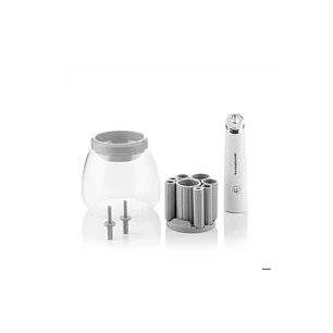 Innovagoods Maklin Limpiador y Secador Automatico de Brochas de Maquillaje - Velocidad 7000rpm - Inalambrico - 12x10cm - Color Blanco y Gris