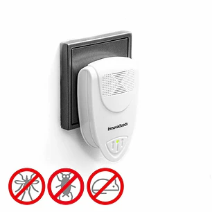 Innovagoods KL Duo Pack de 2 Repelentes Ultrasonicos de Plagas - Silencioso y Ecologico - Alcance hasta 80m2 - Bajo Consumo Energetico - 6.1x9.7x6cm -