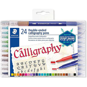 Staedtler 3005 Pack de 24 Rotuladores de Doble Punta para Caligrafia - Colores Surtidos