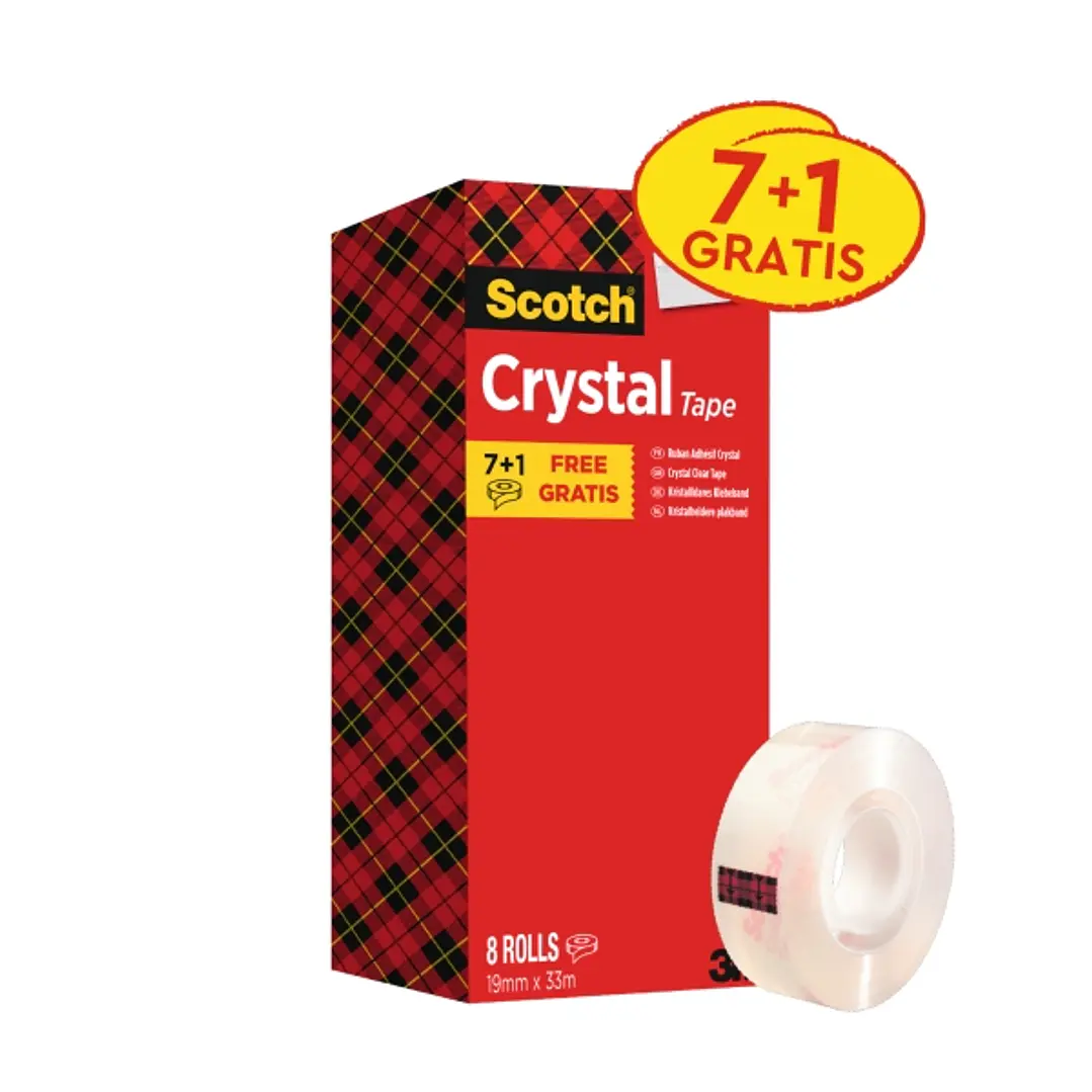 Scotch Pack de 8 Cintas Adhesivas - 19mm x 33m - Promocion 7 + 1 Gratis - Color Transparente 1