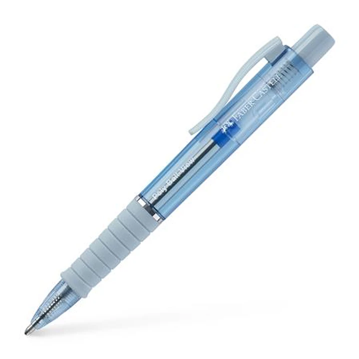 Faber-Castell Poly Ball View Aurora Colours Boligrafo Retractil XB - Cuerpo Translucido - Grip de Agarre - Tinta Azul - Color Azul Helado 1