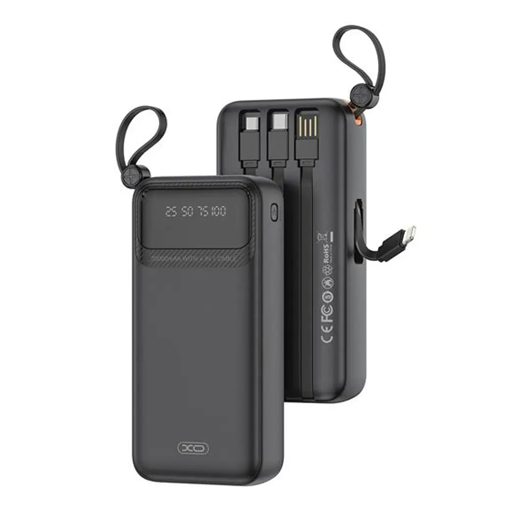 XO PR279 Powerbank 20000mAh - USB-A, USB-C, USB-Micro y Lightning - Cables Integrados - Pantalla Digital - Color Negro 1