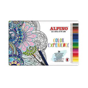 Alpino Color Experience Pack de 36 Lapices Acuarelables - Mina de 3,3mm Resistente y Acuarelable - Ideal para Difuminar y Colorear - Colores Surtidos