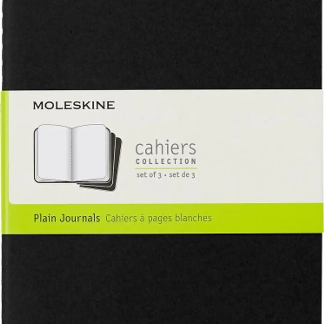 Moleskine Cahier Pack de 3 Libretas - Papel Marfil Liso - 70g/m2 - Esquinas Redondeadas - Solapa para Notas Sueltas - Costuras Visibles en el Lomo - 1 1