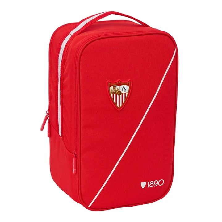 Safta Sevilla FC Zapatillero Doble - Bolsillo Interior de Velcro - Compartimento Trasero con Cremallera - Asa de Mano - 21x36x16cm - Color Rojo 1