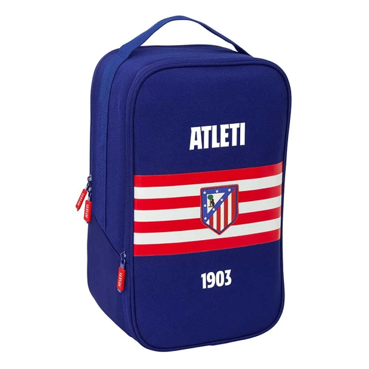 Safta Atletico de Madrid Zapatillero Doble - Bolsillo Interior de Velcro - Compartimento Trasero con Cremallera - Asa de Mano - 21x36x16cm - Color Azu 1