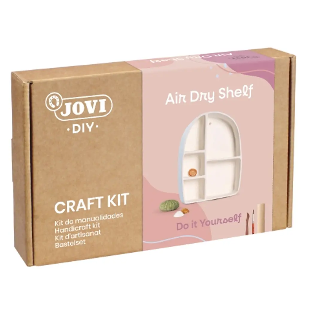 Jovi Diy Kit de Manualidades para Hacer Un Estante con Pasta Endurecible Air Dry - 500g de Airdry - Herramientas de Modelaje - Pinturas Gouache - Pinc 1