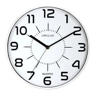 Unilux Unilux Pop Reloj de Pared - Pila Incluida - Numeros Grandes - Mecanismo Silencioso de Cuarzo - Color Blanco