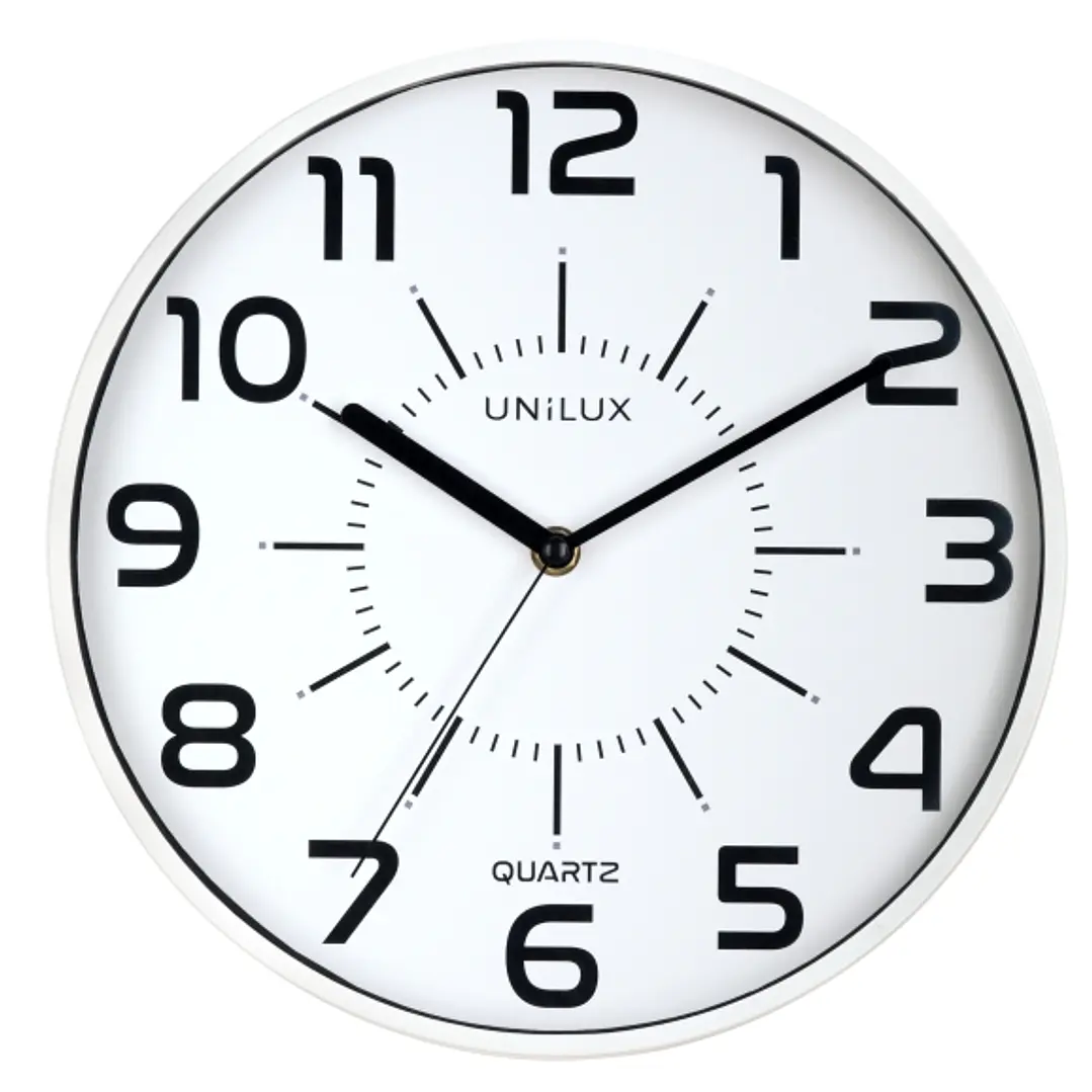 Unilux Unilux Pop Reloj de Pared - Pila Incluida - Numeros Grandes - Mecanismo Silencioso de Cuarzo - Color Blanco 1
