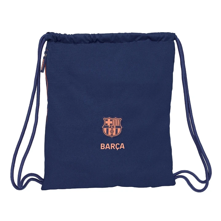 Safta F.C.Barcelona 2ª Equipacion Saco Plano - Bolsillo con Cremallera - Cierre con Cordones - 5L - 350x10x400mm - Color Azul Marino 1