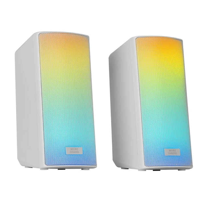 Mars Gaming MSRGB2 Altavoces Gaming de 15W - Luces RGB - Bluetooth 5.3 - Alimentacion por USB - Jack 3.5mm - Color Blanco 1