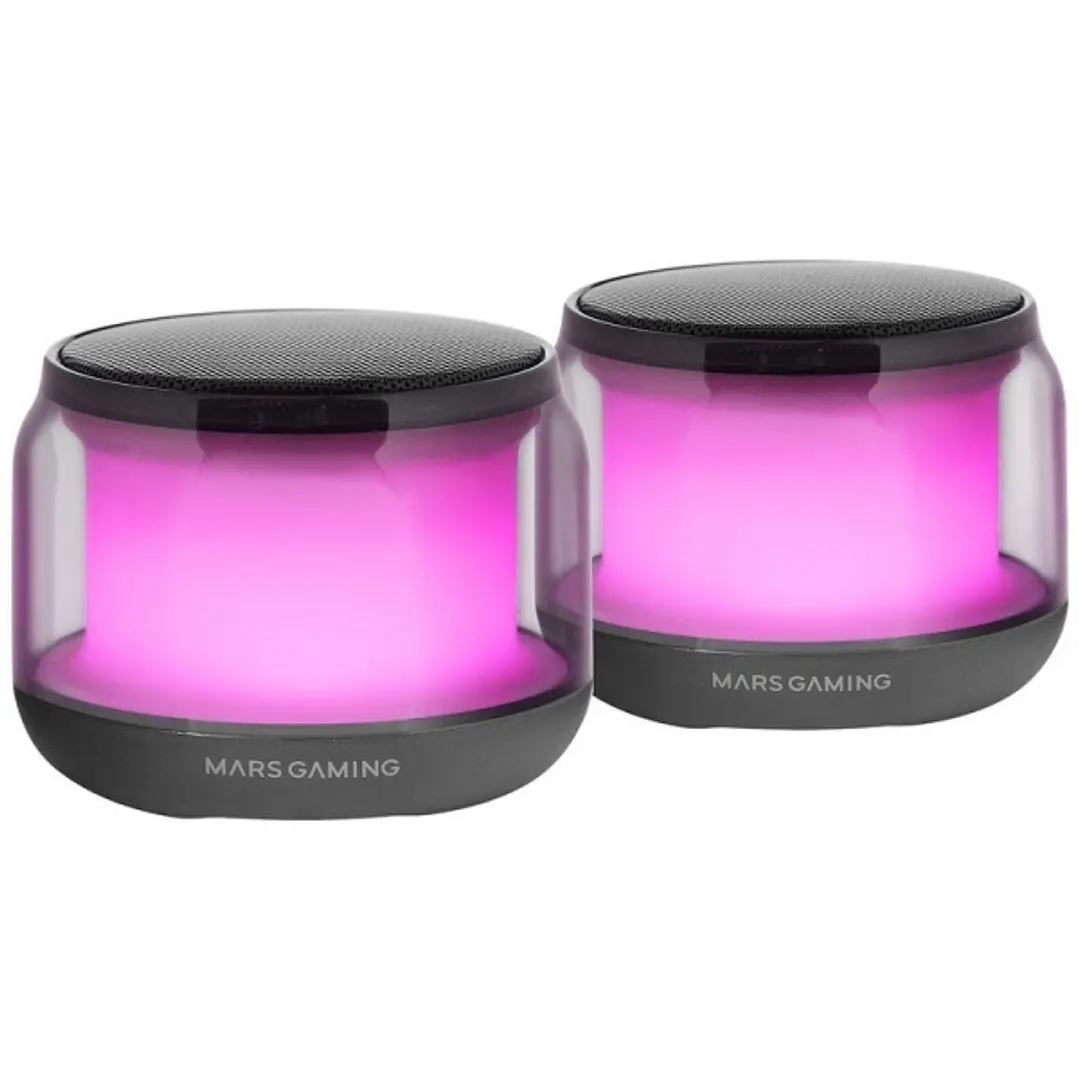 Mars Gaming MS-AURA Altavoces Bluetooth RGB - Sonido Envolvente 15W - DSP Personalizado - Iluminacion RGB 360º - Bluetooth 5.3 - Conexion Jack - Contr 1