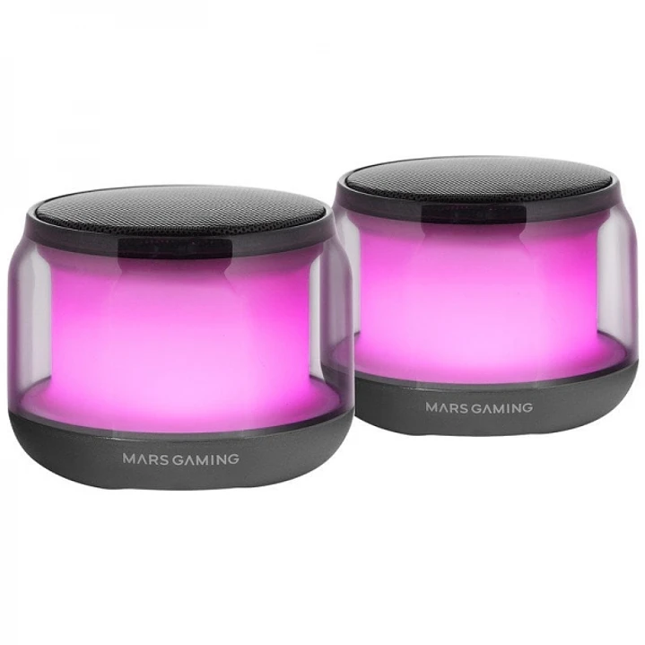 Mars Gaming MS-AURA Altavoces Bluetooth RGB - Sonido Envolvente 15W - DSP Personalizado - Iluminacion RGB 360º - Bluetooth 5.3 - Conexion Jack - Contr 1