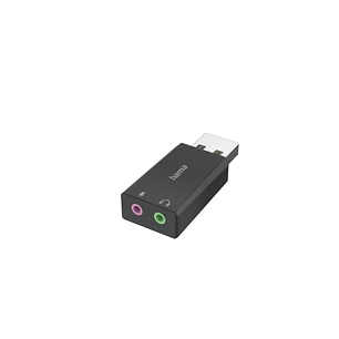 Hama Essential Adaptador de Audio - USB-A Macho - Jack 3.5 Hembra x2 - Estereo - Color Negro