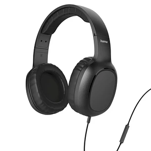 Hama Fun C Auriculares con Microfono Omnidireccional - Cable 1.2m - Diadema Ajustable - Almohadillas de Cuero - Color Negro