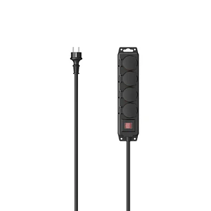 Hama Regleta Alimentacion con 4 Tomas - Potencia Maxima 3680W - IP44 - Cable 2m - Permite Montaje en Pared - Enchufe Schuko Recto - 7.2x3.2x32.2cm - C