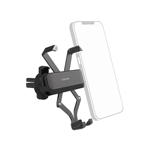 Hama Gravity Pro Soporte de Coche para Smartphone - Pinza para Rejilla - Ancho Dispositivo de 5 a 9cm - Universal - Aluminio - Color Negro