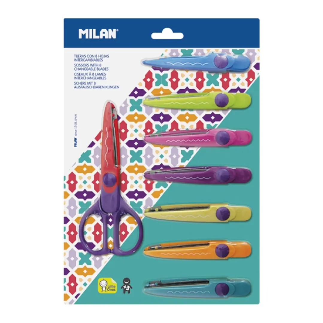 Milan Tijeras Zig-Zag con 8 Hojas Intercambiables - Recubierta de Plastico - Diferentes Patrones - Color Violeta 1