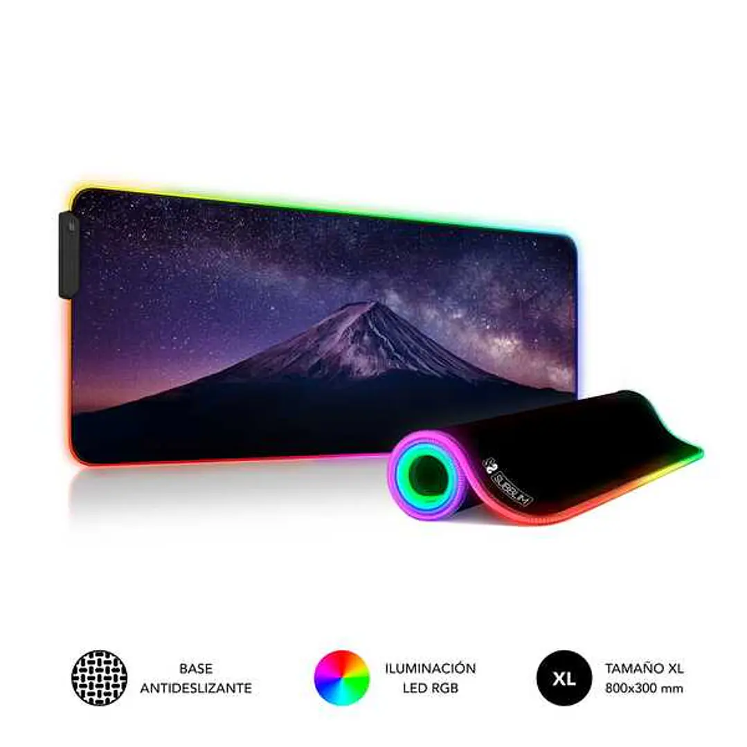 Subblim Alfombrilla LED Rgb - Modos y Efectos de Luces Personalizables - Tamaño Super Grande - Facil de Usar - Superficie Ultra Suave - Base Antidesli 1