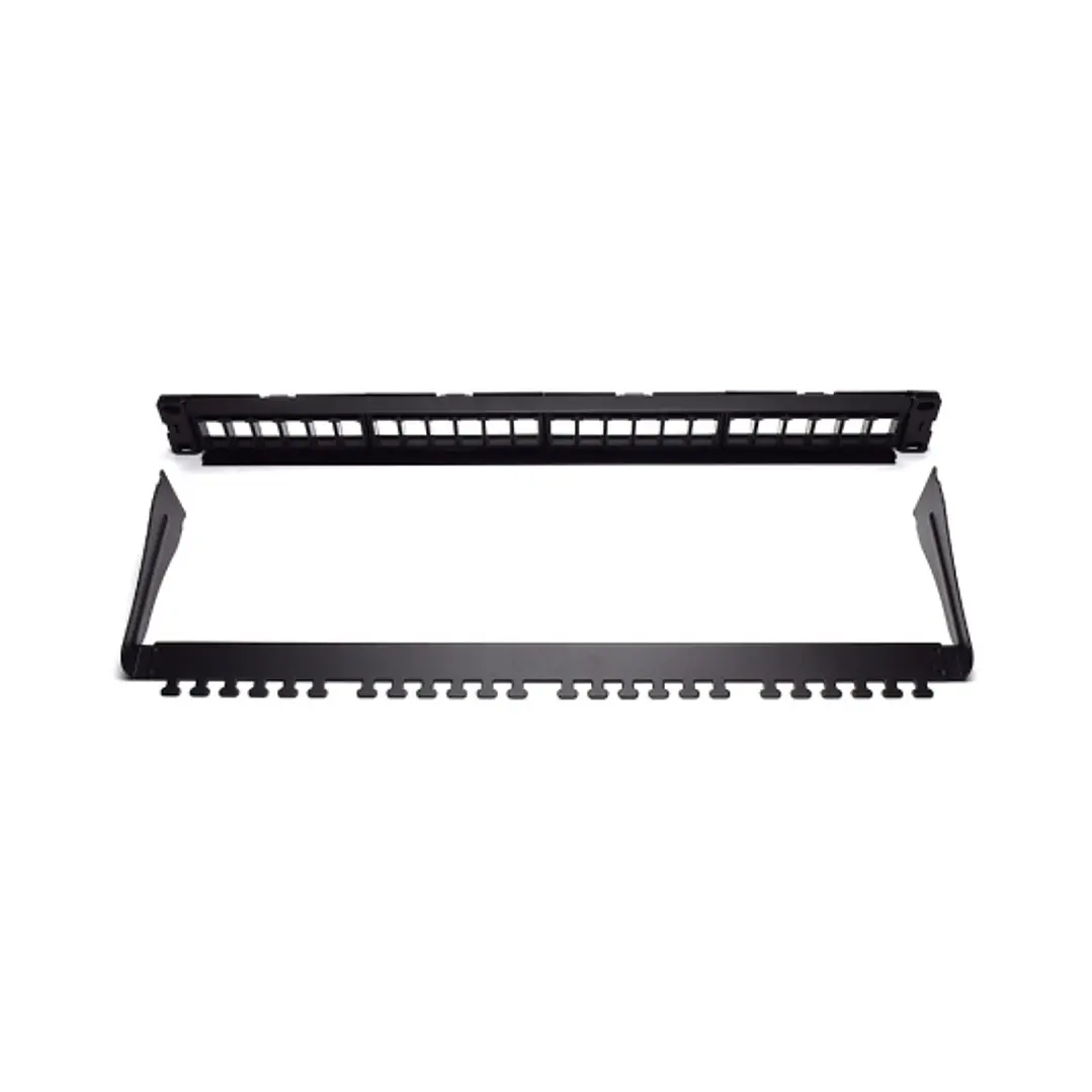 WP Patch Panel de 24 Puertos RJ45 CAT6 UTP - 1U Keystone Modular - Color Negro 1