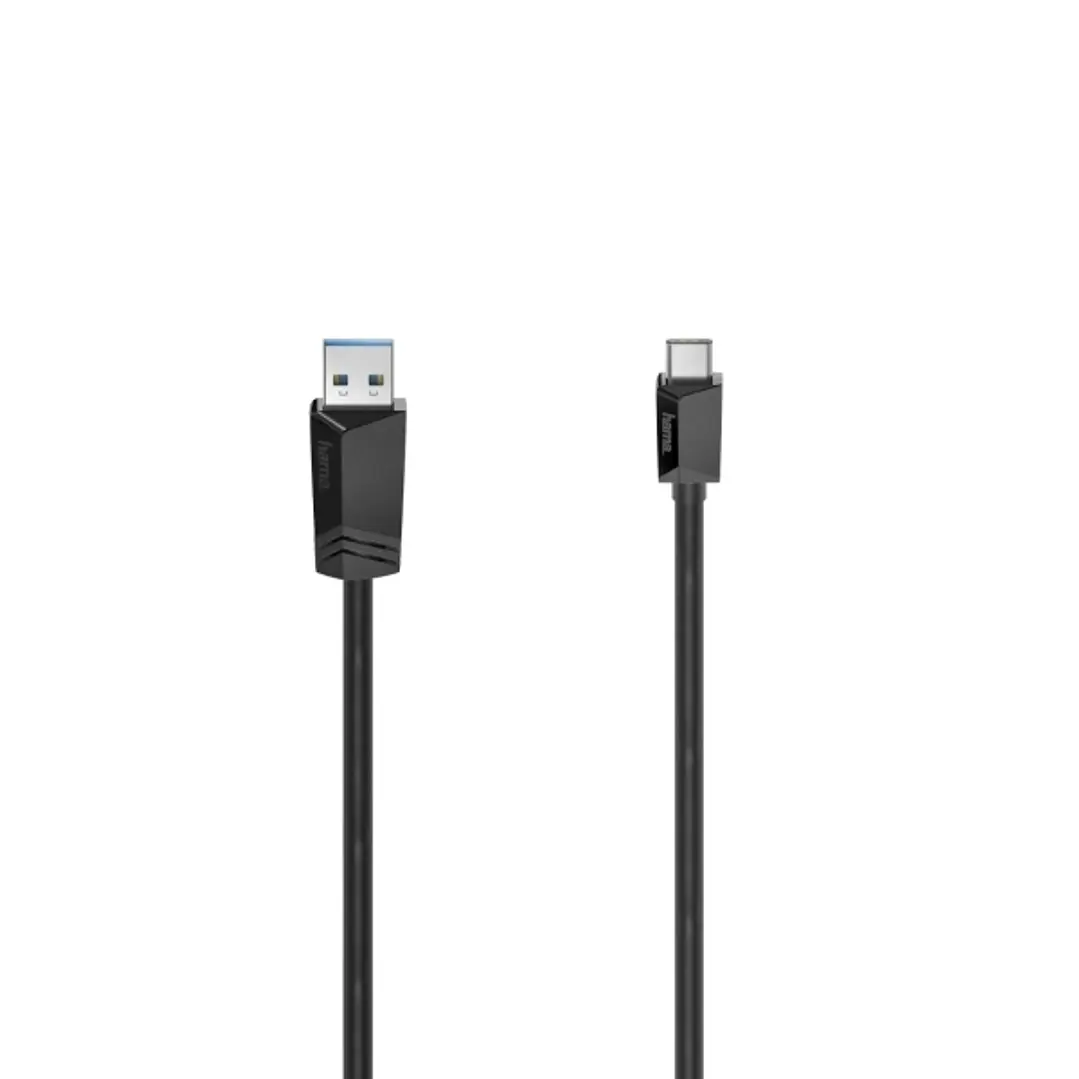 Hama Essential Cable USB - USB-A Macho - USB-C Macho - Longitud 3m- Velocidad hasta 5Gbps - Blindaje Doble - Color Negro 1