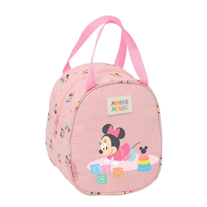 Safta Minnie Mouse Baby Bolsa Isotermica - Asa de Mano - Cremallera - 19x22x14cm - Color Rosa Pastel 1