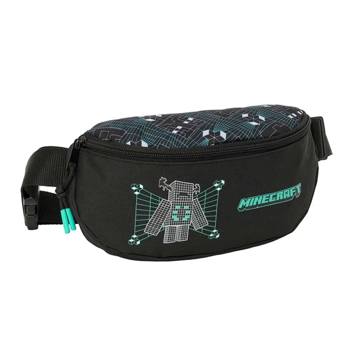 Safta Minecraft Screen Bolsa de Cintura - Cremallera - Cintas Ajustables - Cierre de PVC - 23x14x9cm - Color Negro 1