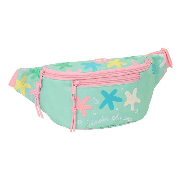 Safta Estrellas Bolsa de Cintura - Cremallera - Cintas Ajustables - Cierre de PVC - Bolsillo Frontal - 23x12x9cm - Color Verde 1