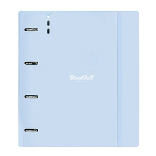 Safta Blackfit8 Cool Carpeta con 4 Anillas 35mm - Tapas de PP Foam - Recambio 100 Hojas - Cierre Elastico - Incluye Separadores - Ranura para Boligraf