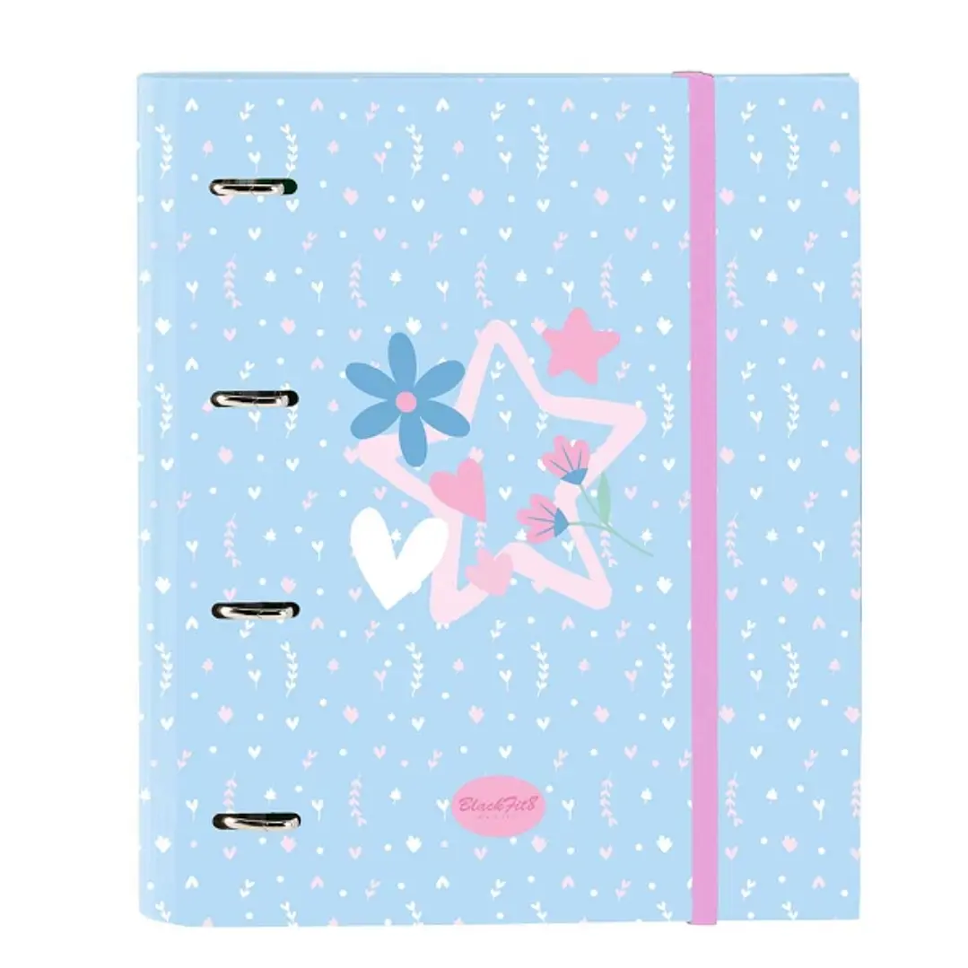 Safta Blackfit8 Smile Carpeta con 4 Anillas 35mm - Tapas Duras Forradas - Recambio 100 Hojas - Cuadriculas 5x5mm - Cierre Elastico - 270x35x320mm - Co 1