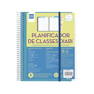 Finocam Organizacion Planificador de Clases sin Fechar en Catalan para Docentes - 1 Dia por Pagina - Formato 4º - 155x212mm - Tapas de Polipropileno -