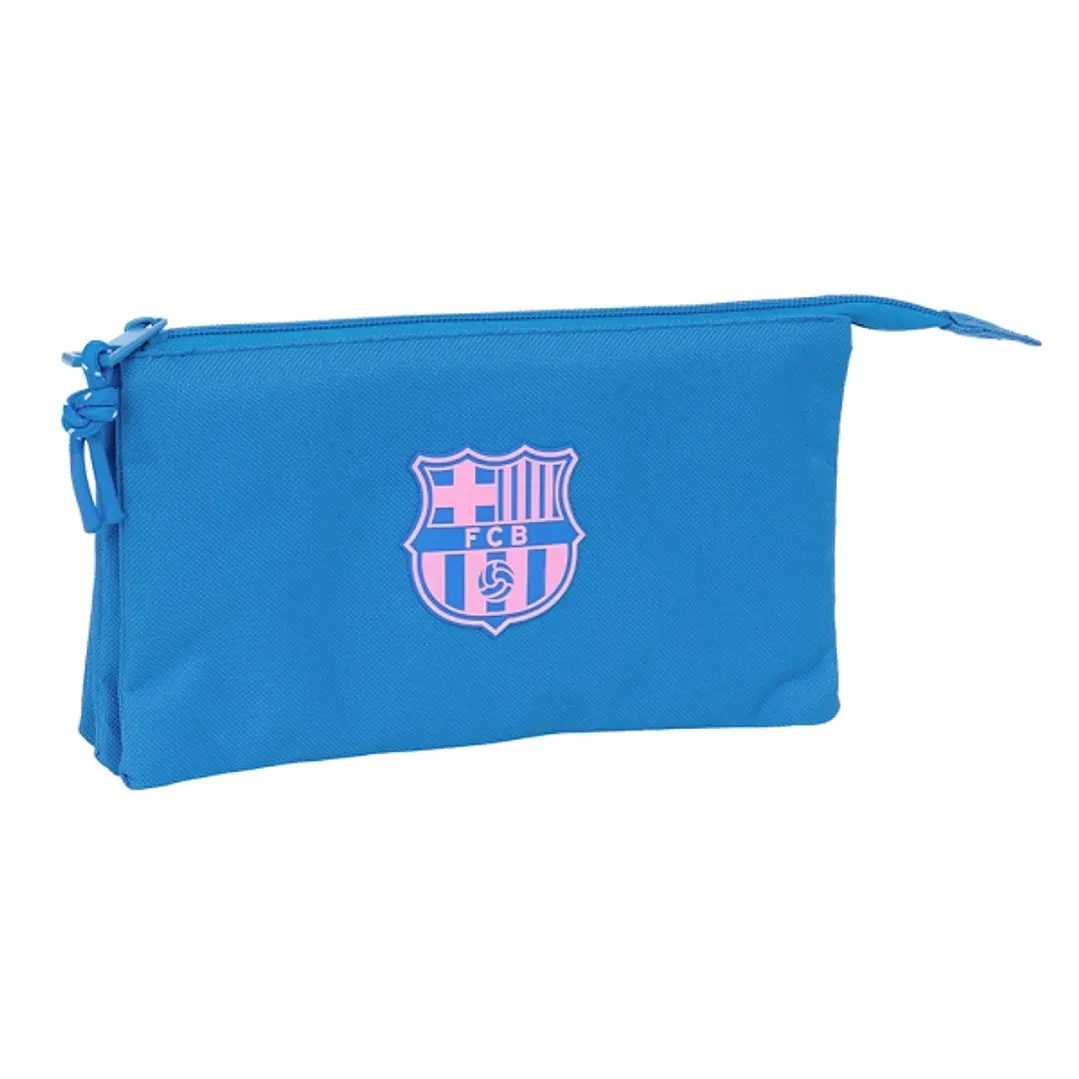 Safta F.C.Barcelona Chica Indigo Portatodo - 3 Compartimentos con Cremalleras - Bolsillo Interior - 0.6L - 220x30x120mm - Color Azul 1
