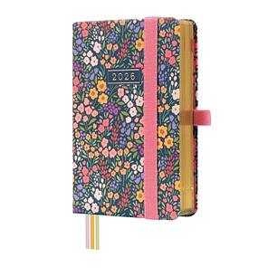Finocam Minimal Design Agenda - Anual 2026 - Tapa Dura - Cierre con Goma Elastica - Formato M2 - 86x25x132mm - 1 Dia por Pagina - Tematica de Flores