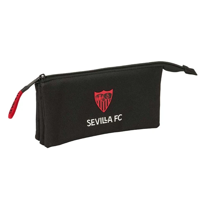 Safta Sevilla FC Portatodo - 3 Compartimentos con Cremallera - Bolsillo Interior Central - 22x12x3cm - Color Negro 1