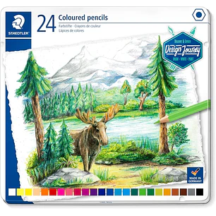 Staedtler 146C Caja Metalica con 24 Lapices de Colores - Mina Suave - Colores Surtidos