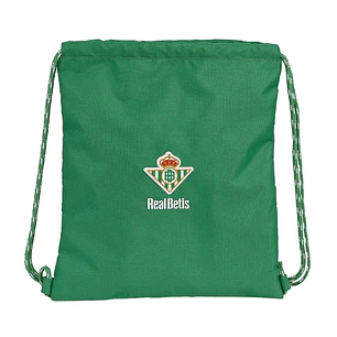 Safta Real Betis Balompie Saco Plano - Bolsillo Interior con Cremallera - Cierre con Cordones - Material Reciclado - 5L - Ligero y Resistente - Ideal 
